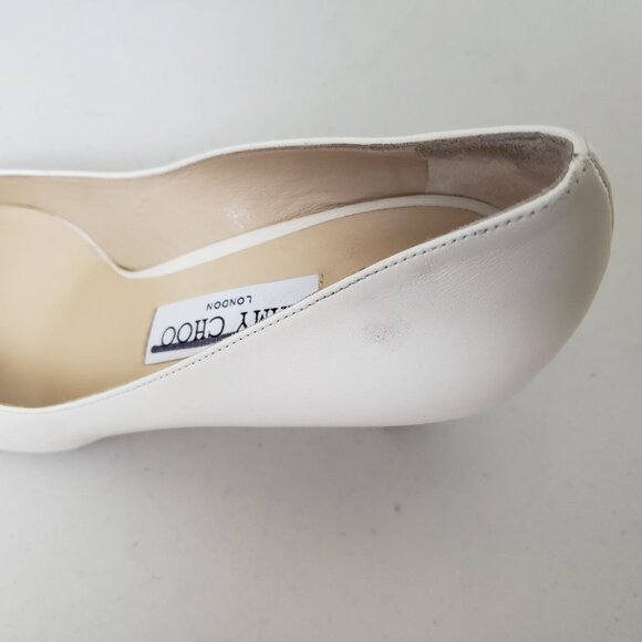 Jimmy Choo Rene Pointed Toe Pumps Cream Leather Size 40 - Picture 5 of 5
